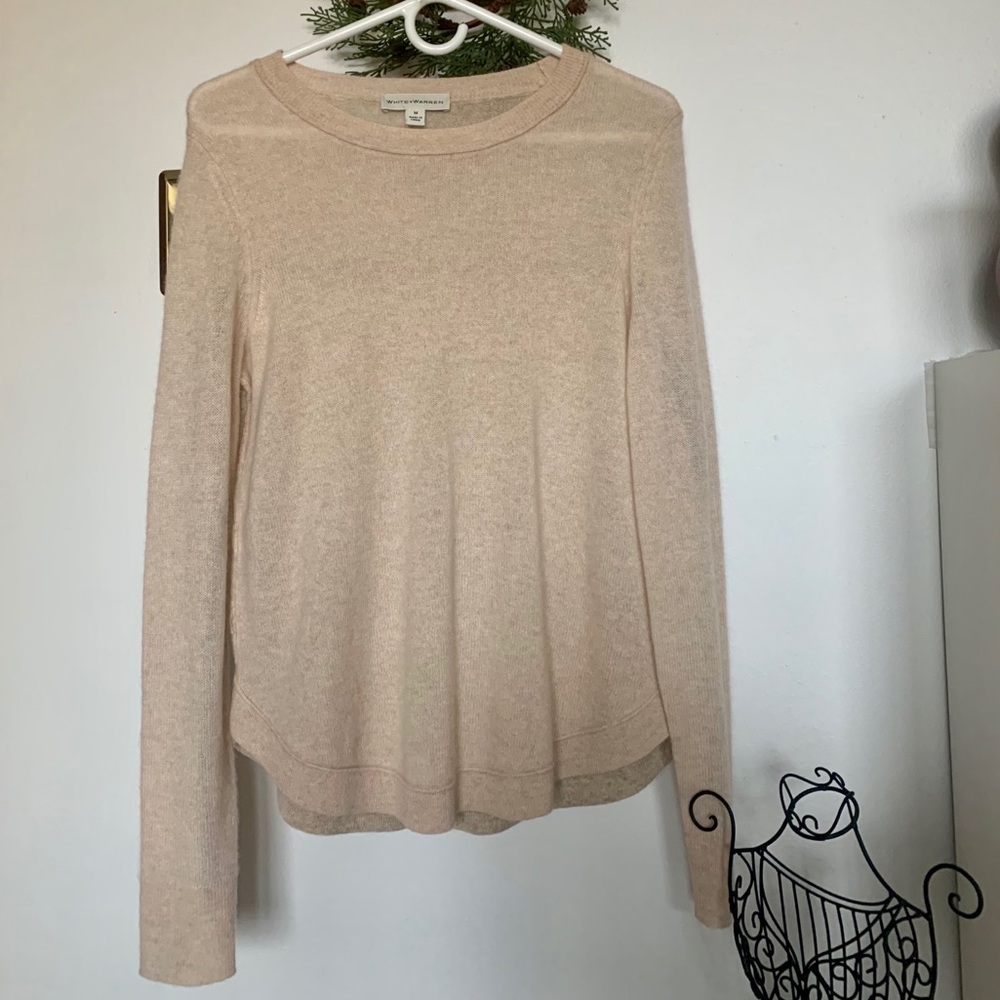 WHITE + WARREN Cream Cashmere Sweater